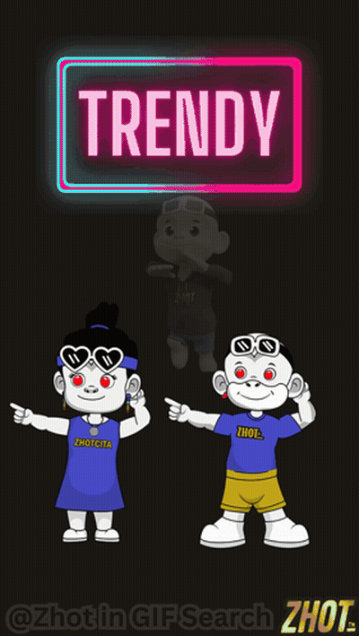 Two Cartoon Characters Under Trendy Neon Sign GIF
