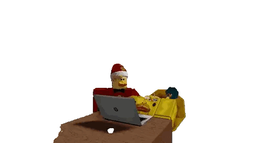 Two Cartoon Characters Using Laptop Sticker