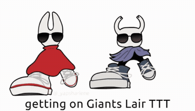 Two Cartoon Characters Wearing Sunglasses And Sneakers With The Words Getting On Giants Lair Ttt Below Them GIF