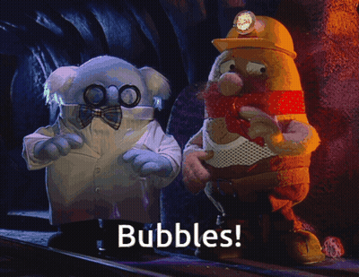 Two Cartoon Characters With Bubbles GIF