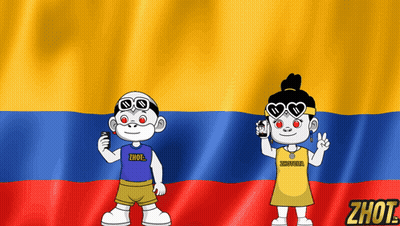 Two Cartoon Characters With Colombia Flag GIF