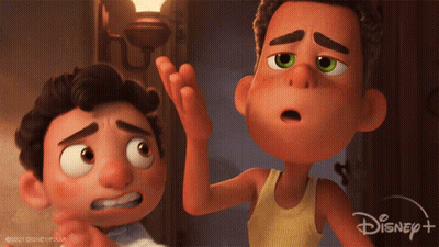 Two Cartoon Characters With Disney+ Logo GIF