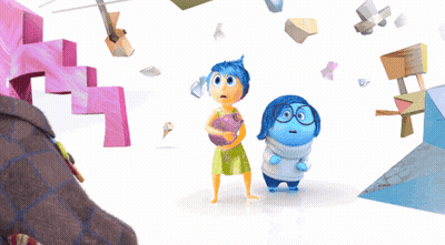 Two Cartoon Characters With Flying Boxes GIF