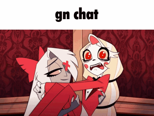Two Cartoon Characters With Gn Chat GIF