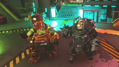 Two Cartoon Characters With Green Light Behind GIF