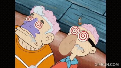 Two Cartoon Characters With Hypnotic Glasses GIF
