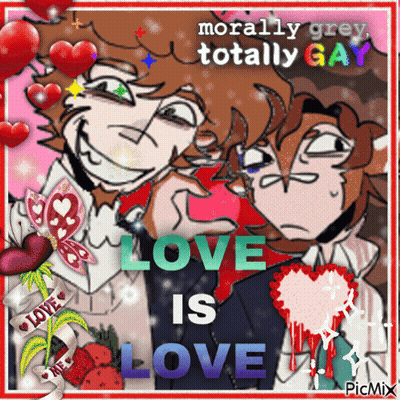 Two Cartoon Characters With Love Is Love GIF