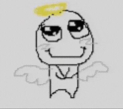 Two Cartoon Characters With Wings And A Halo On Their Heads GIF