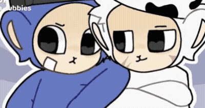 Two Cartoon Characters With Word Bubbles GIF