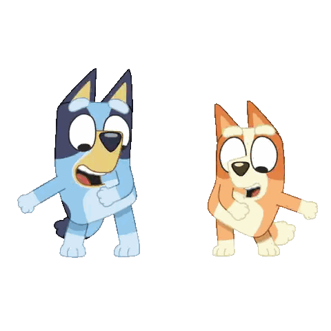Two Cartoon Dogs Are Standing Next To Each Other Sticker