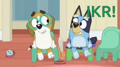 Two Cartoon Dogs Are Standing Next To Each Other With The Words Amkr Written In Green GIF