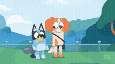 Two Cartoon Dogs In Field With ABC Logo GIF