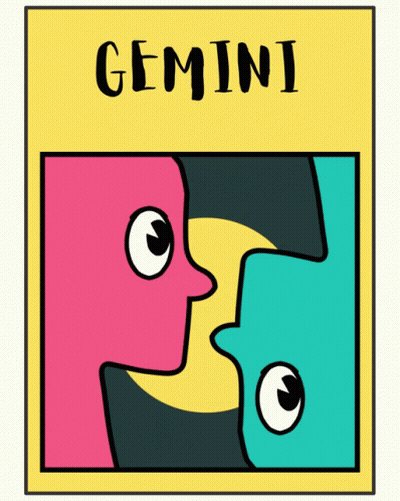 Two Cartoon Faces With Gemini GIF