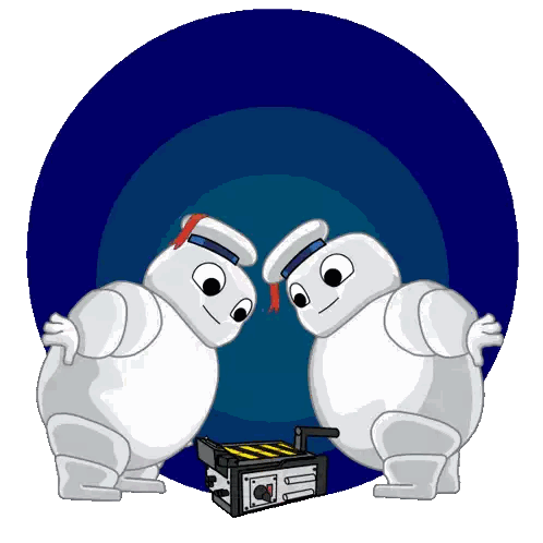 Two Cartoon Ghostbusters Standing Sticker
