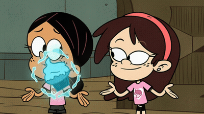 Two Cartoon Girls Are Standing Next To Each Other GIF