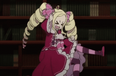 Two Cartoon Girls By Bookshelf In Library GIF