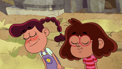 Two Cartoon Girls Eyes Closed One With Star Pocket GIF