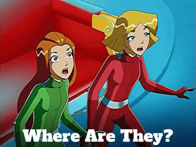 Two Cartoon Girls Standing Saying Where Are They GIF