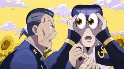 Two Cartoon Men With Big Eyes GIF