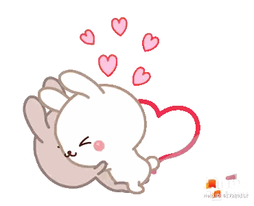 Two Cartoon Rabbits Are Standing Next To Each Other And One Has A Lipstick In Its Paw Sticker