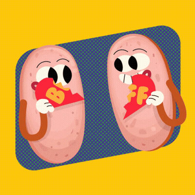 Two Cartoon Sausages Holding Broken Heart Beef GIF