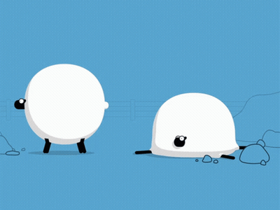 Two Cartoon Sheep Standing Together GIF