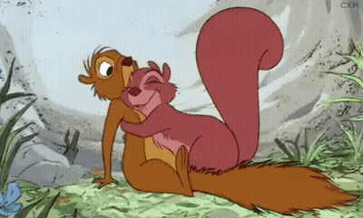 Two Cartoon Squirrels Hugging With Cxm GIF