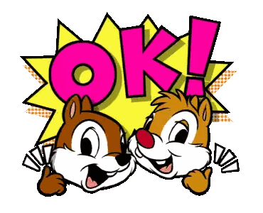 Two Cartoon Squirrels With The Word Ok In The Background Sticker