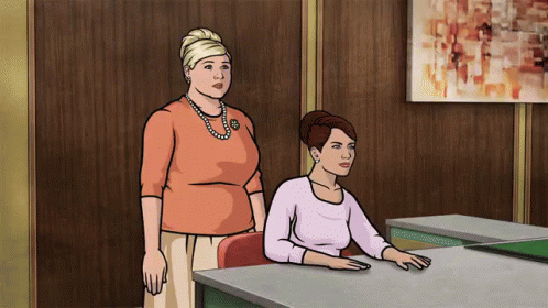Two Cartoon Women One Wearing Pearl Necklace GIF