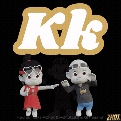 Two Cartoons In Front Of Letter K GIF
