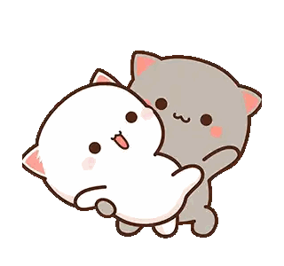 Two Cats Are Hugging Each Other In A Cartoon . Sticker