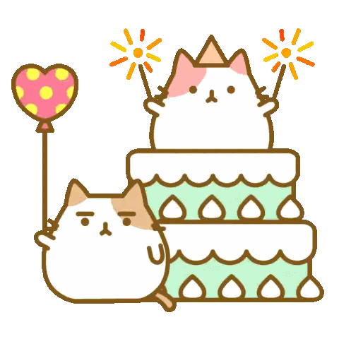 Two Cats Are Sitting On Top Of A Birthday Cake With Sparklers Sticker