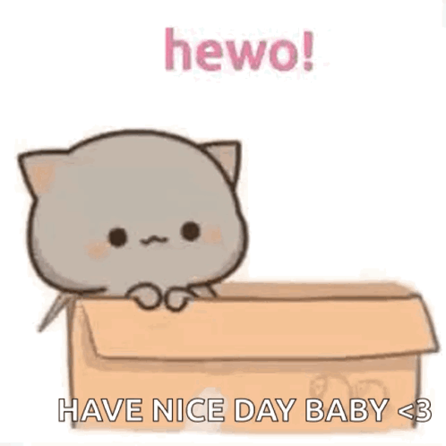 Two Cats Are Sitting On Top Of A Cardboard Box And Saying Have A Nice Day Baby . GIF