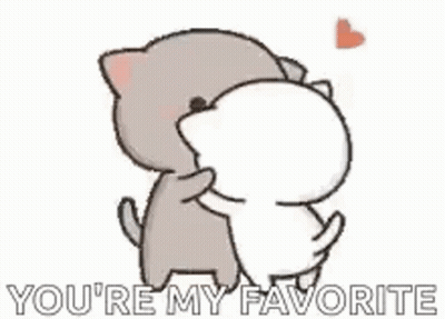 Two Cats Are Standing Next To Each Other And Talking To Each Other And Saying `` You 'Re My Favorite '' . GIF