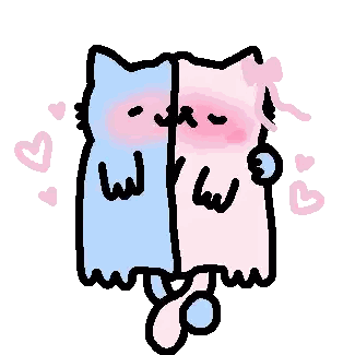Dos gatos azul y rosa Sticker
