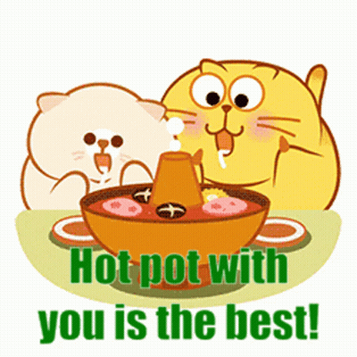 Two Cats Eating Hot Pot Saying Hot Pot With You Is The Best