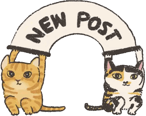 Two Cats Holding New Post Sign Sticker