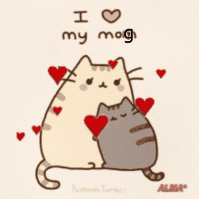 Two Cats Hugging I Love My Mag GIF
