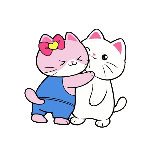 Two Cats Hugging One In Blue Overalls Sticker