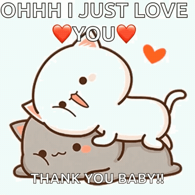 Two Cats Hugging Saying I Love You Thank You Baby GIF