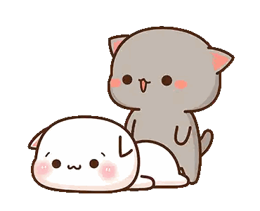 Two Cats Hugging With Heart Sticker