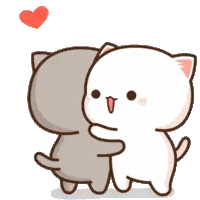 Two Cats Hugging With Heart Sticker