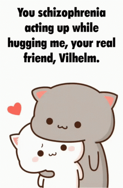 Two Cats Hugging With Heart Background GIF