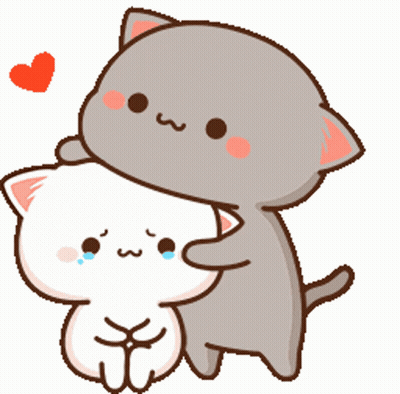 Two Cats Hugging With Heart GIF