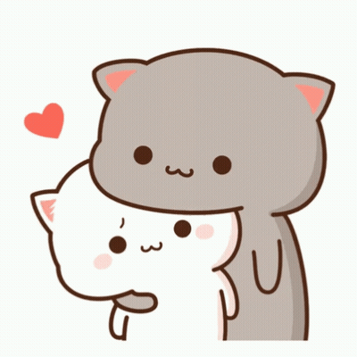 Two Cats Hugging With Heart GIF