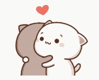 Two Cats Hugging With Heart GIF