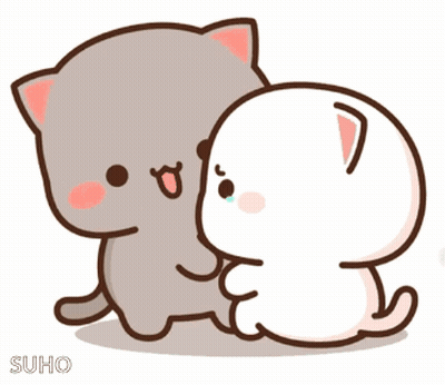 Two Cats Hugging With Heart GIF