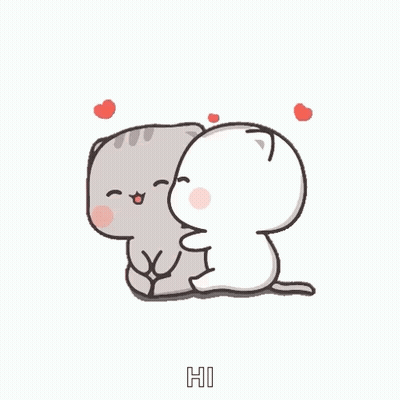 Two Cats Hugging With Hearts GIF