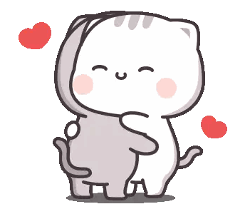 Two Cats Hugging With Hearts Sticker