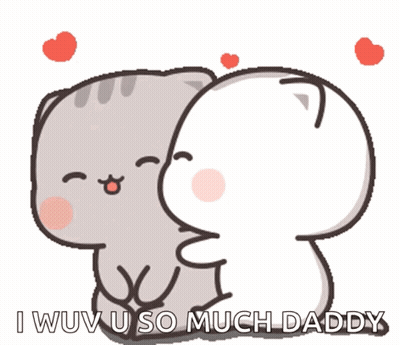 Two Cats Hugging With I Wuv U So Much Daddy GIF
